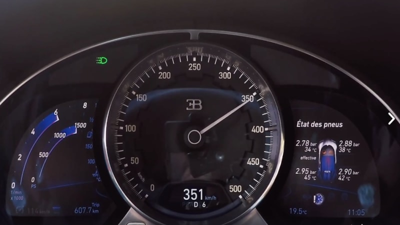 Watch a Bugatti Chiron speedometer hit 218 mph
